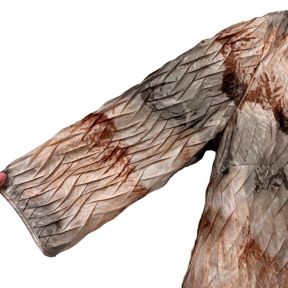 Chicos Womens Pink Taupe Watercolor Elegant Textured Open Lightweight Jacket M - Picture 2 of 5